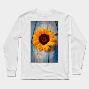 Sunflower On Blue Table Long Sleeve T-Shirt